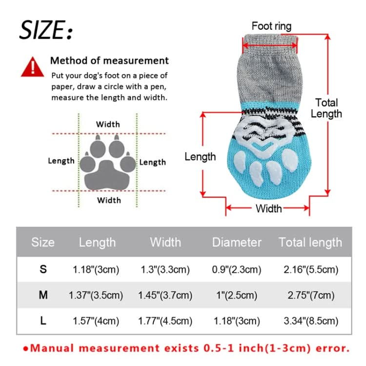 4pcs /Set  Pet Dog Puppy Cat Shoes Slippers Non-Slip Socks Pet Cute Indoor for Small Dogs Cats Snow Boots Socks, Size:S(Red)-Reluova