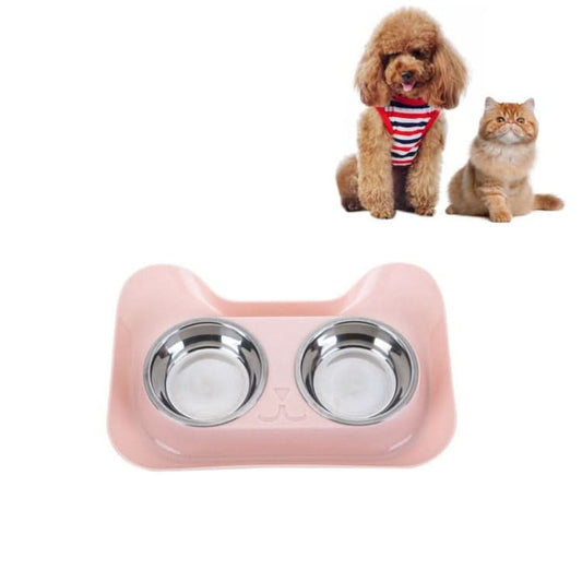 Stainless Steel Cat and Dog Double Bowl Leak-proof Drinking Water Pet Bowl - Reluova