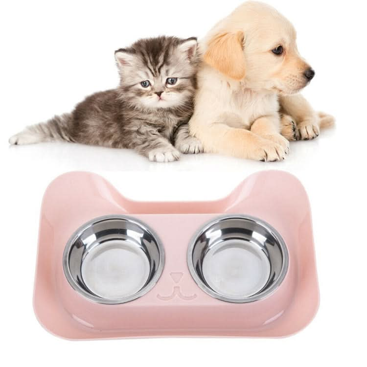 Stainless Steel Cat and Dog Double Bowl Leak-proof Drinking Water Pet Bowl - Reluova