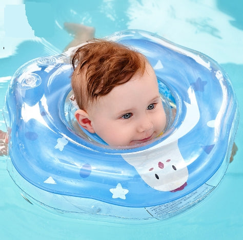 Cute Cartoon Chick Pattern Transparent PVC Adjustable Inflatable Baby Swimming Float Ring Neck Ring Reluova