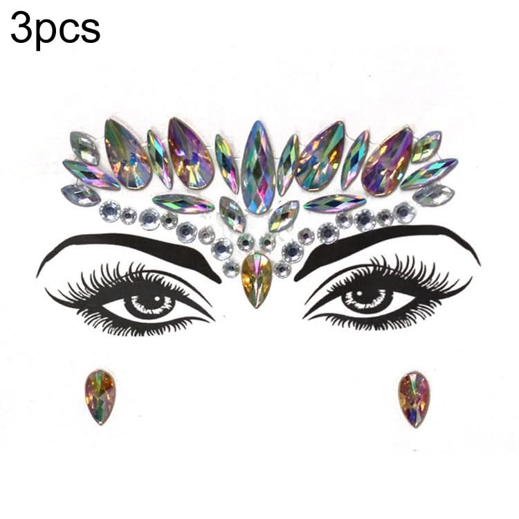 3 PCS  Forehead Green Masquerade Makeup Acrylic Face Sticker, Series 1-Reluova