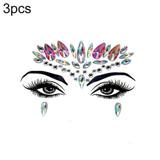 3 PCS  Forehead Green Masquerade Makeup Acrylic Face Sticker, Series 3-Reluova