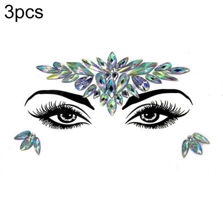 3 PCS  Forehead Green Masquerade Makeup Acrylic Face Sticker, Series 1-Reluova