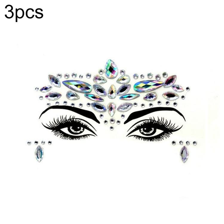 3 PCS  Forehead Green Masquerade Makeup Acrylic Face Sticker, Series 3-Reluova