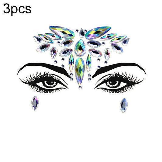 3 PCS  Forehead Green Masquerade Makeup Acrylic Face Sticker, Series 1