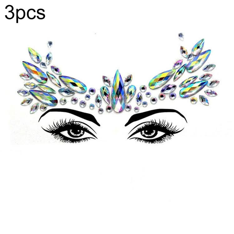 3 PCS  Forehead Green Masquerade Makeup Acrylic Face Sticker, Series 1-Reluova