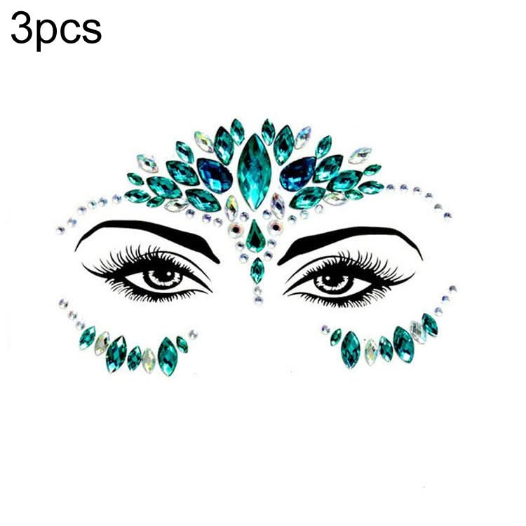 3 PCS  Forehead Green Masquerade Makeup Acrylic Face Sticker, Series 1-Reluova