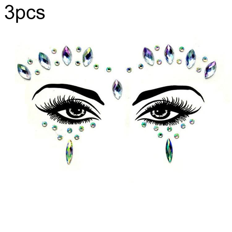 3 PCS  Forehead Green Masquerade Makeup Acrylic Face Sticker, Series 3-Reluova