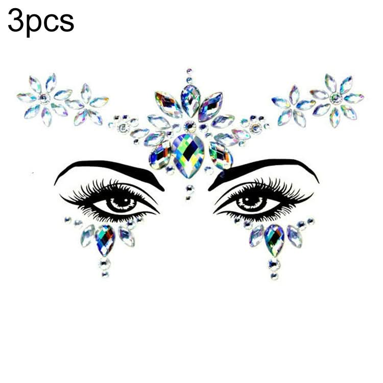 3 PCS  Forehead Green Masquerade Makeup Acrylic Face Sticker, Series 1-Reluova