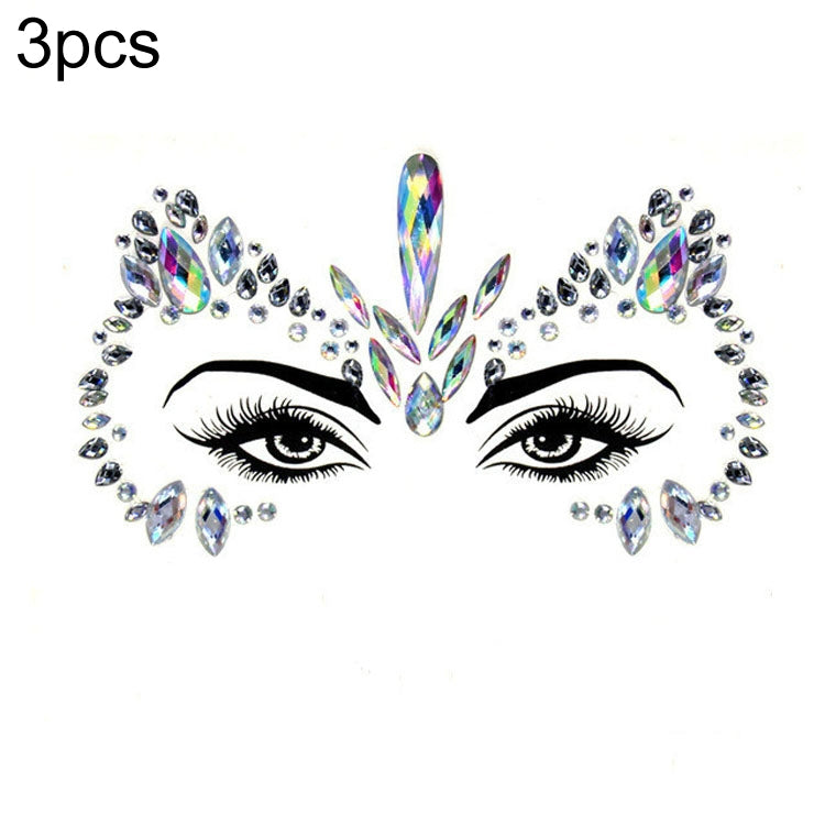 3 PCS  Forehead Green Masquerade Makeup Acrylic Face Sticker, Series 2