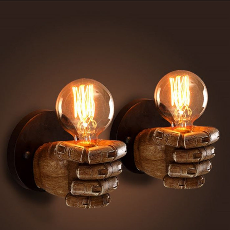 Creative Personality Fist Wall Lamp Bedroom Bedside Restaurant Cafe Resin Decorative Antique Lamps My Store