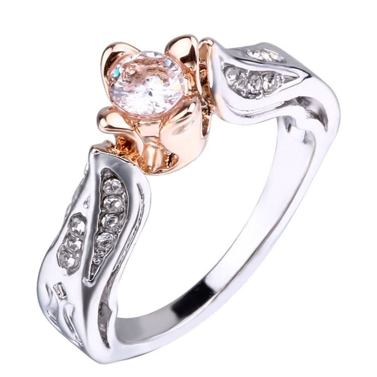 Rose Flower with Diamond Wedding Ring for Women Reluova