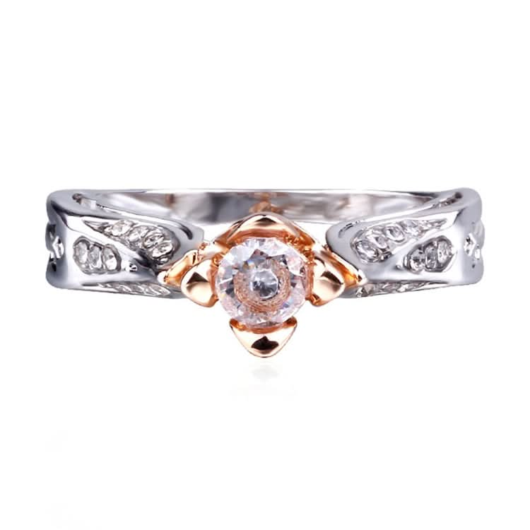 Rose Flower with Diamond Wedding Ring for Women Reluova