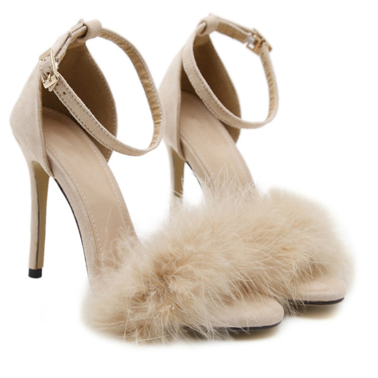 Plush Peep-Toe High Heels