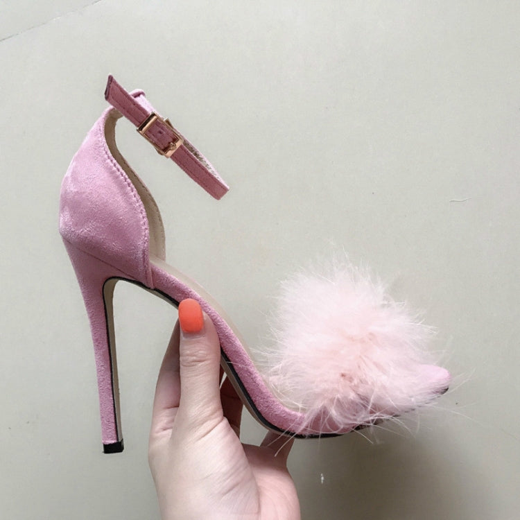 Plush Peep-Toe High Heels