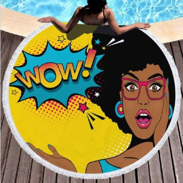 Vintage Round Printed Beach Towel Microfiber Swimming Pool Quick-Drying Cushion