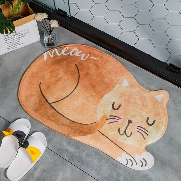 Cartoon Sleeping Cat Bath Mat Bathroom Carpets Toilet Anti-slip Floor Mat Reluova