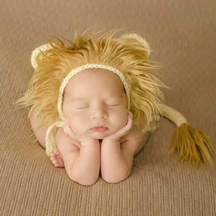 Newborn Photography Little Lion Wool Cartoon Hat and Tail Props My Store