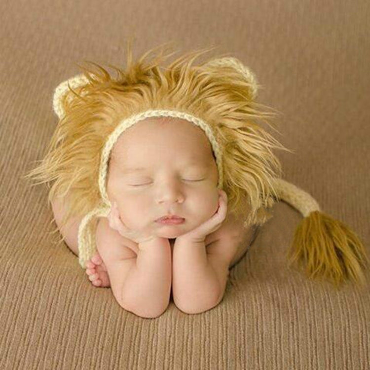 Newborn Photography Little Lion Wool Cartoon Hat and Tail Props