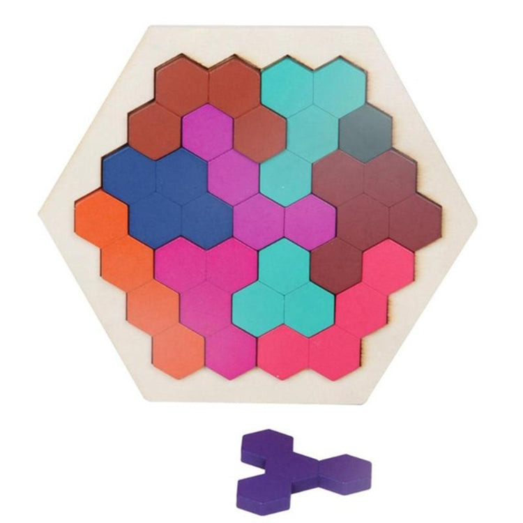 Kids 3D Wooden Puzzles Toy Children Geometry Tangrams Honeycomb Puzzles IQ Brain Training Educational Toys