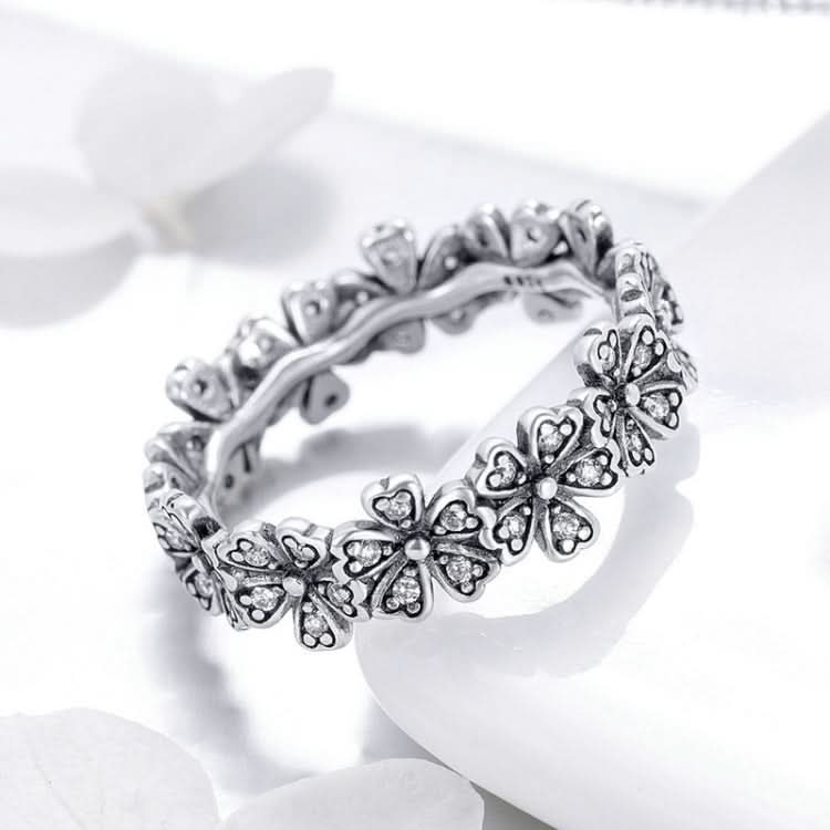 Simple Silver Sparkle Daisy Floral Diamond Ring for Women Reluova