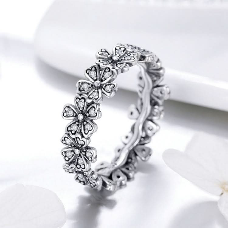 Simple Silver Sparkle Daisy Floral Diamond Ring for Women Reluova