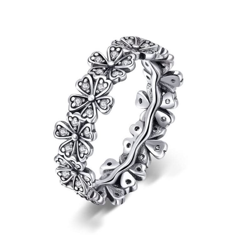 Simple Silver Sparkle Daisy Floral Diamond Ring for Women Reluova