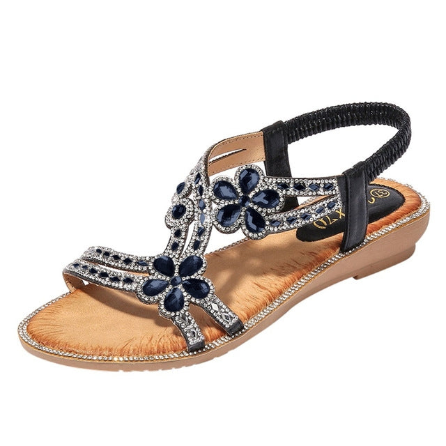 Bohemia Summer Women Crystal Flat Sandals