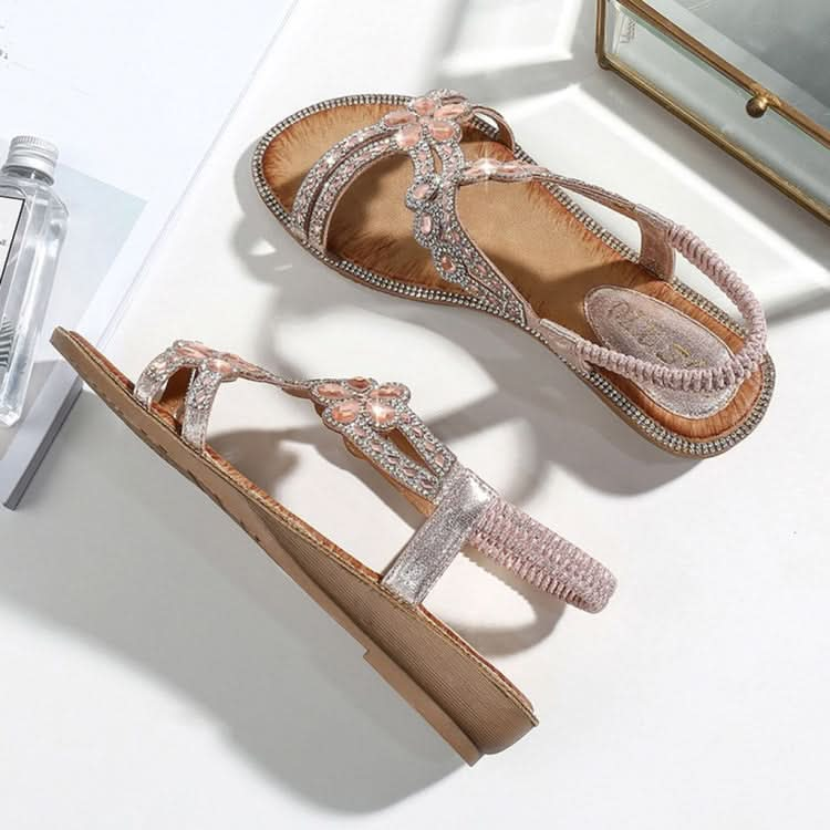 Bohemia Summer Women Crystal Flat Sandals Reluova