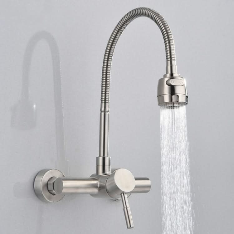 Stainless Steel Material Wall Mounted Kitchen Sink Mixer Faucet Free Rotation Hose Water Tap - Reluova