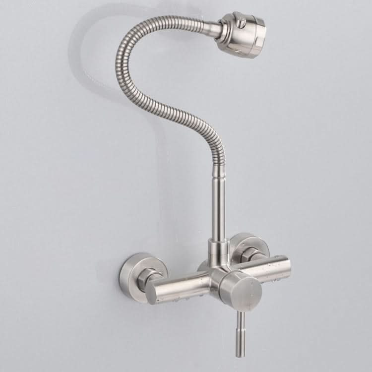 Stainless Steel Material Wall Mounted Kitchen Sink Mixer Faucet Free Rotation Hose Water Tap - Reluova