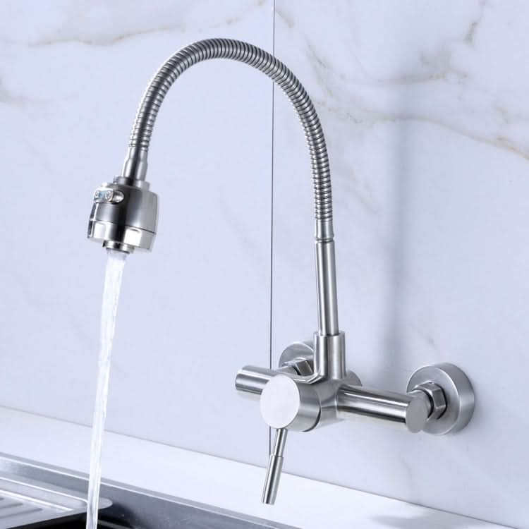 Stainless Steel Material Wall Mounted Kitchen Sink Mixer Faucet Free Rotation Hose Water Tap - Reluova