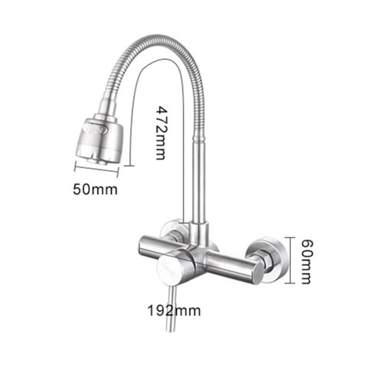 Stainless Steel Material Wall Mounted Kitchen Sink Mixer Faucet Free Rotation Hose Water Tap - Reluova