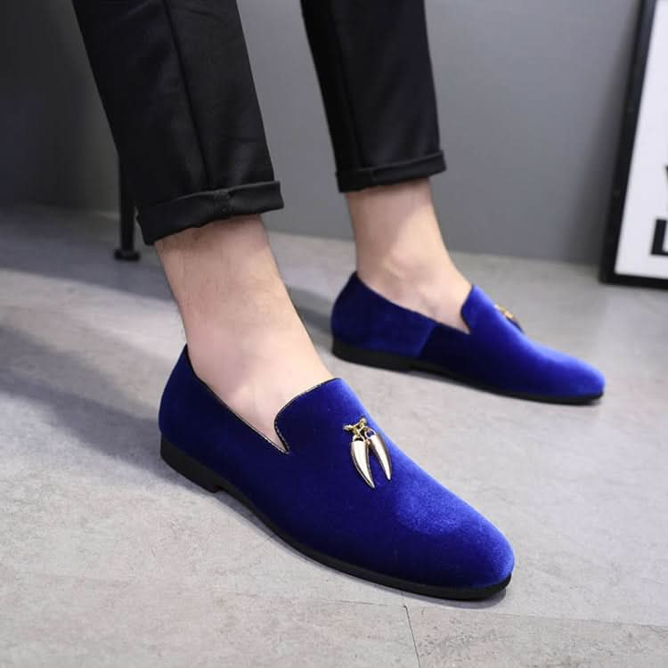 Casual Sickle Suede Men Shoes Flat Slip-on Pointed Toe Dress Shoes Loafer Reluova