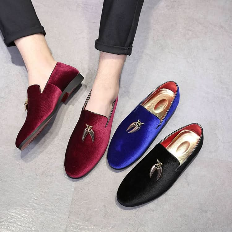 Casual Sickle Suede Men Shoes Flat Slip-on Pointed Toe Dress Shoes Loafer Reluova