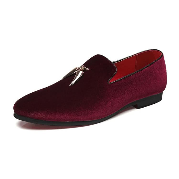 Casual Sickle Suede Men Shoes Flat Slip-on Pointed Toe Dress Shoes Loafer Reluova