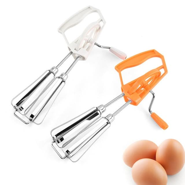 Double Rotation Hand Whisk Egg Beater Stainless Steel Kitchen Blender - Reluova