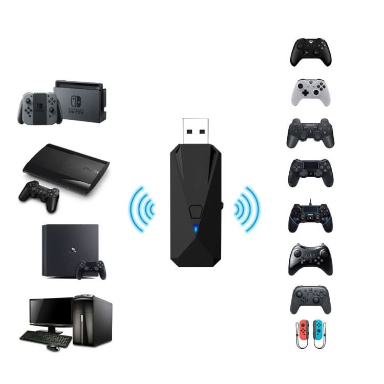 JYS-P4135 Wired + Wireless Bluetooth Gamepad Converter Adapter For PS4 / PS3 / Switch / PC Reluova