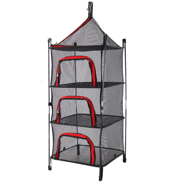 Outdoor Folding Drying Net Four-Layer Storage Basket Storage Basket Camping Drying Fish Drying Net Rack Hanging Basket