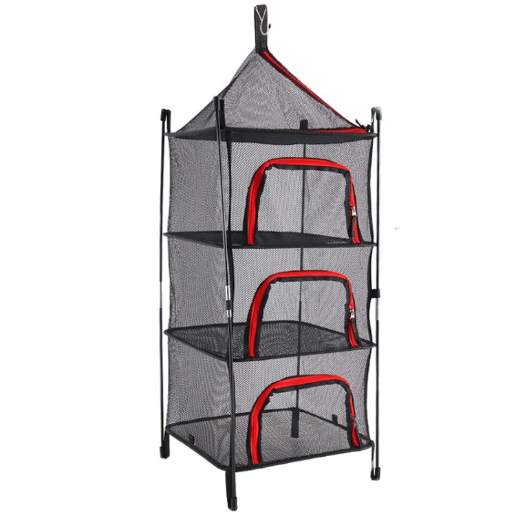 Outdoor Folding Drying Net Four-Layer Storage Basket Storage Basket Camping Drying Fish Drying Net Rack Hanging Basket Reluova