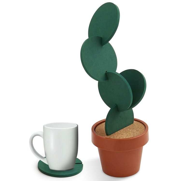 Novelty DIY Cactus Coaster Anti-skid Insulation Tea Pad Home Storage Desktop Multi-function Decoration - Reluova