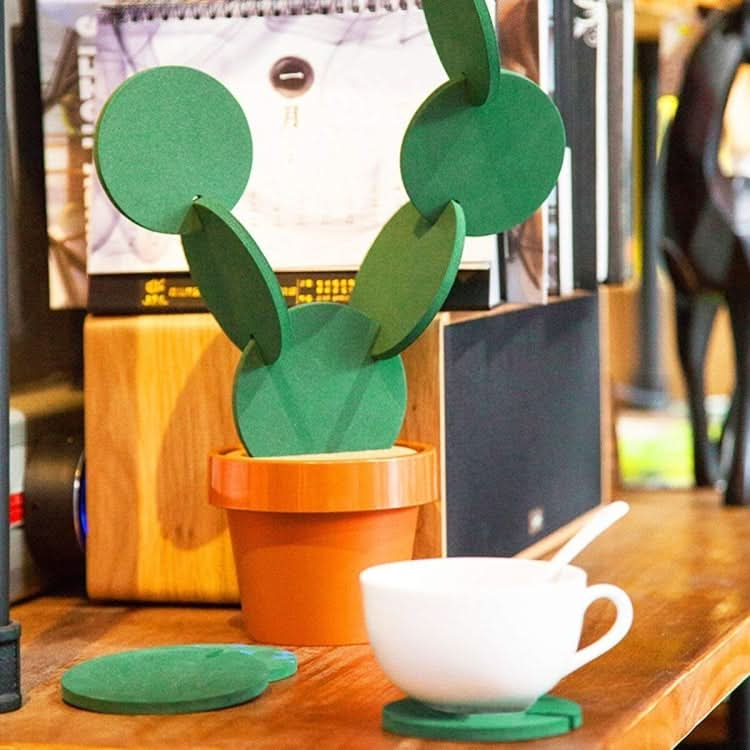 Novelty DIY Cactus Coaster Anti-skid Insulation Tea Pad Home Storage Desktop Multi-function Decoration - Reluova