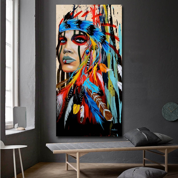 Modern Wall Art Prints Coloful Girl Feathered Women Canvas Painting For Living Room Home Decor