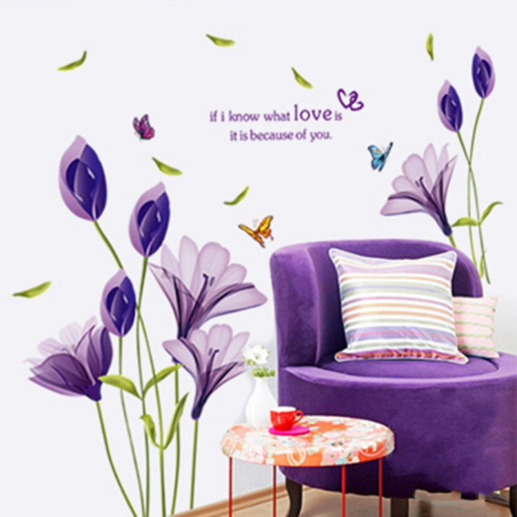 Home Decor DIY Purple Lily Flower Posters Living Room Decorative Wall Stickers Removable Waterproof Stickers My Store