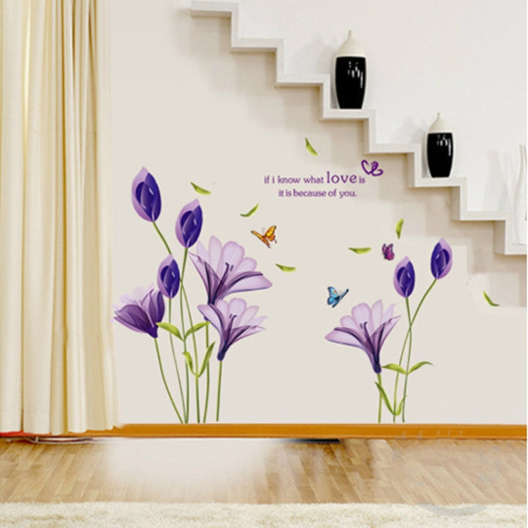 Home Decor DIY Purple Lily Flower Posters Living Room Decorative Wall Stickers Removable Waterproof Stickers My Store