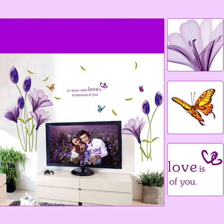 Home Decor DIY Purple Lily Flower Posters Living Room Decorative Wall Stickers Removable Waterproof Stickers My Store