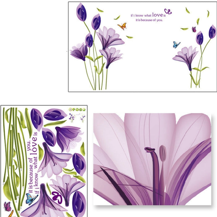 Home Decor DIY Purple Lily Flower Posters Living Room Decorative Wall Stickers Removable Waterproof Stickers My Store