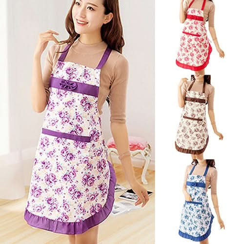 Household Rose Waterproof Kitchen Aprons Flower Cleaning Overalls - Reluova