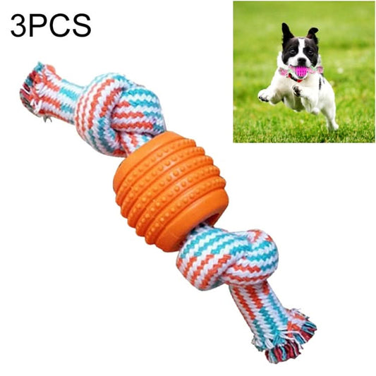 3 PCS Pet Dog Toys Chew Teeth Clean Outdoor Training Fun Playing Rope Ball(Orange)-Reluova