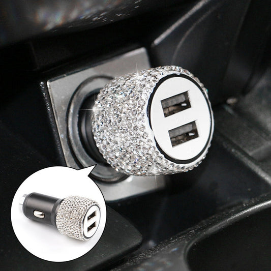 Diamond Car Dual USB Fast Charge Mobile Phone Safety Hammer Charger